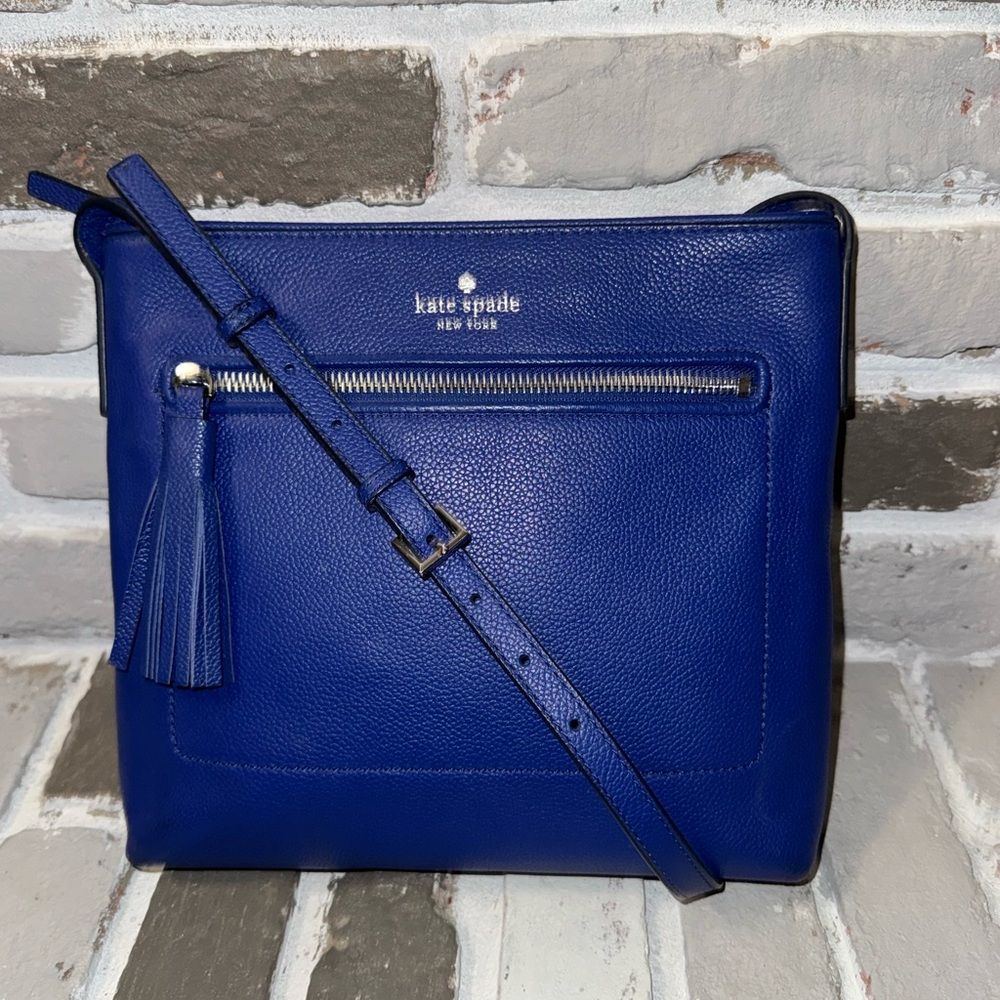 KATE SPADE - NEW YORK - Chester Street Dessi Blue Pebble Leather Crossbody Bag